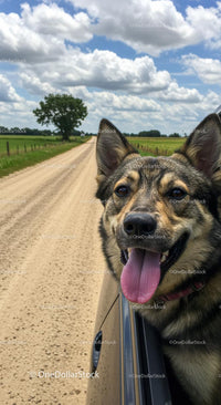 Joyful Dog Enjoying a Road Trip on a Sunny Day
