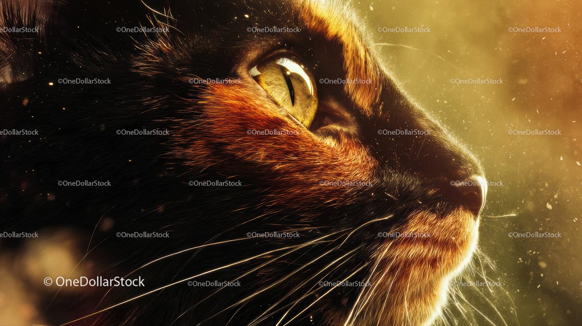 Close-Up of a Cat's Face with Intense Gaze