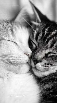 Close-Up of Peaceful Sleeping Kittens Cuddling Together
