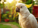 Majestic White Cockatoo with Vibrant Yellow Crest