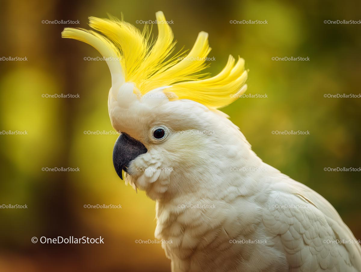 Majestic Cockatoo with Vibrant Yellow Crest