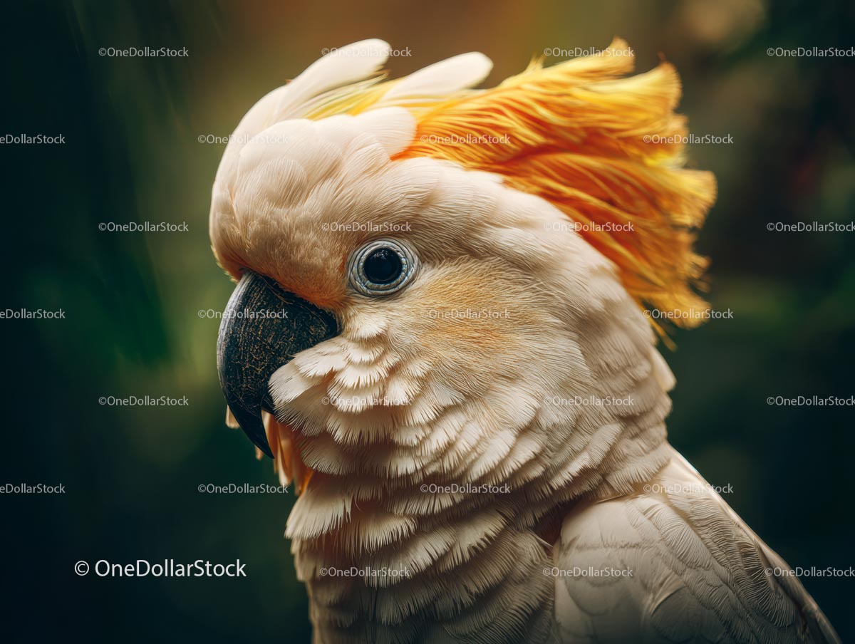Close-Up of a Cockatoo with Vibrant Orange Crest