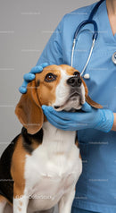 Beagle Dog Undergoing a Veterinary Checkup