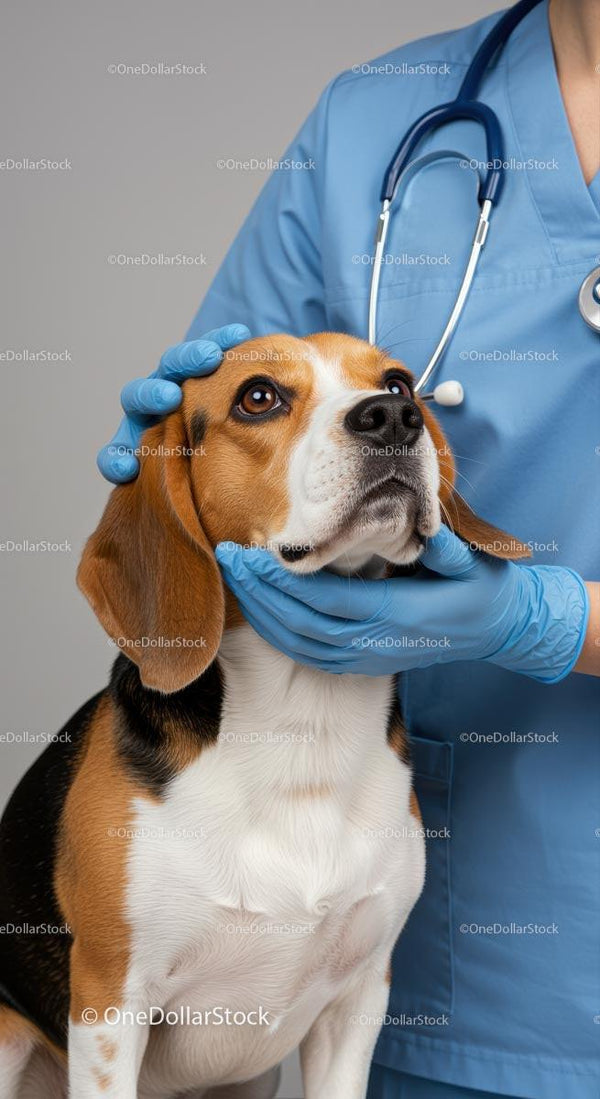 Beagle podczas weterynaryjnej kontroli zdrowia