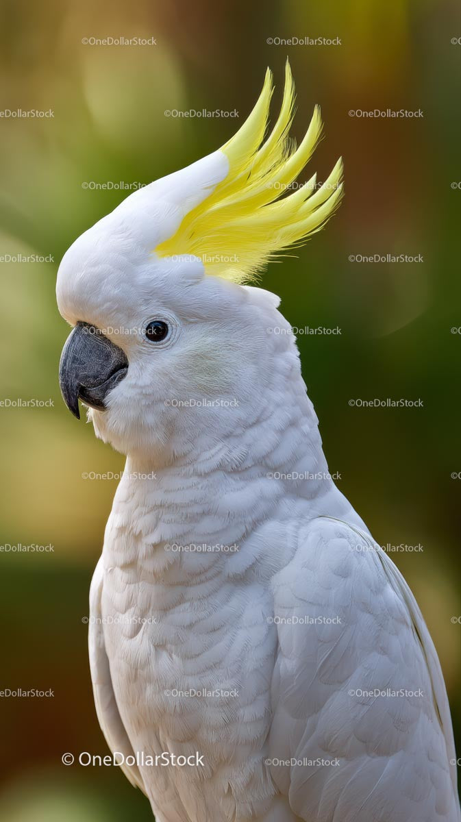 White Cockatoo with Vibrant Yellow Crest