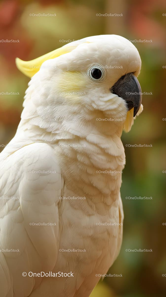 White Cockatoo Close-Up Against Colorful Background