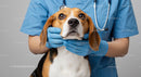Beagle Dog Being Examined by a Veterinarian