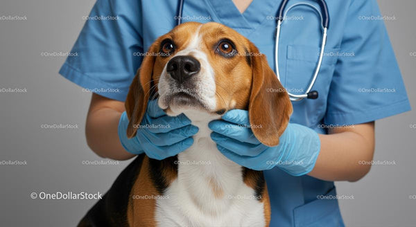 Vet Examining Beagle Dog with Careful Attention