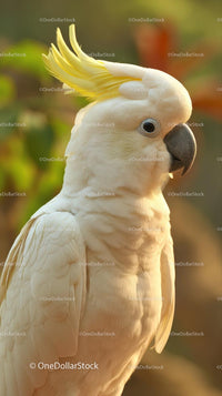 Elegant White Cockatoo with Vibrant Yellow Crest