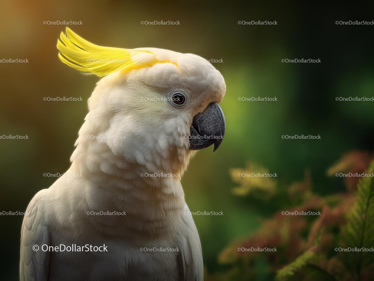 Majestic White Cockatoo with a Vibrant Yellow Crest