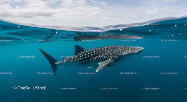 Majestic Whale Shark in the Deep Blue Ocean