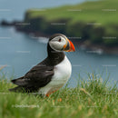 Atlantic Puffin on Scenic Coastal Cliff