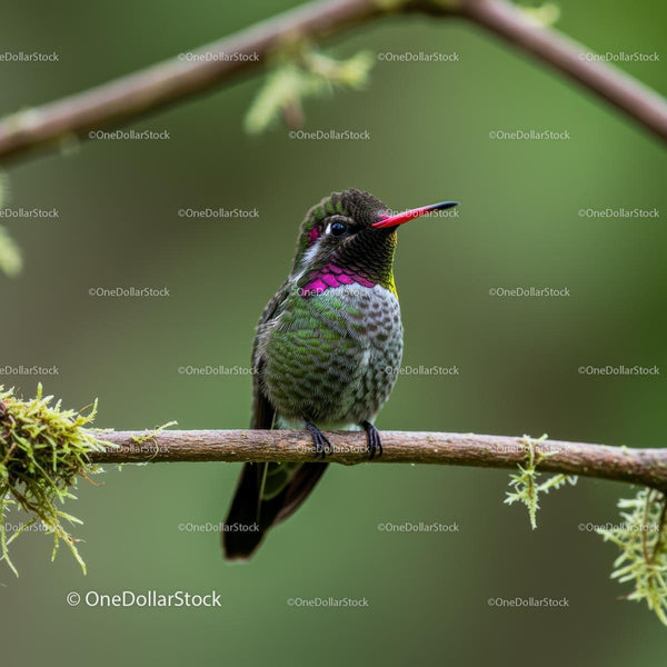 Colorful Hummingbird Perched on a Branch in Nature
