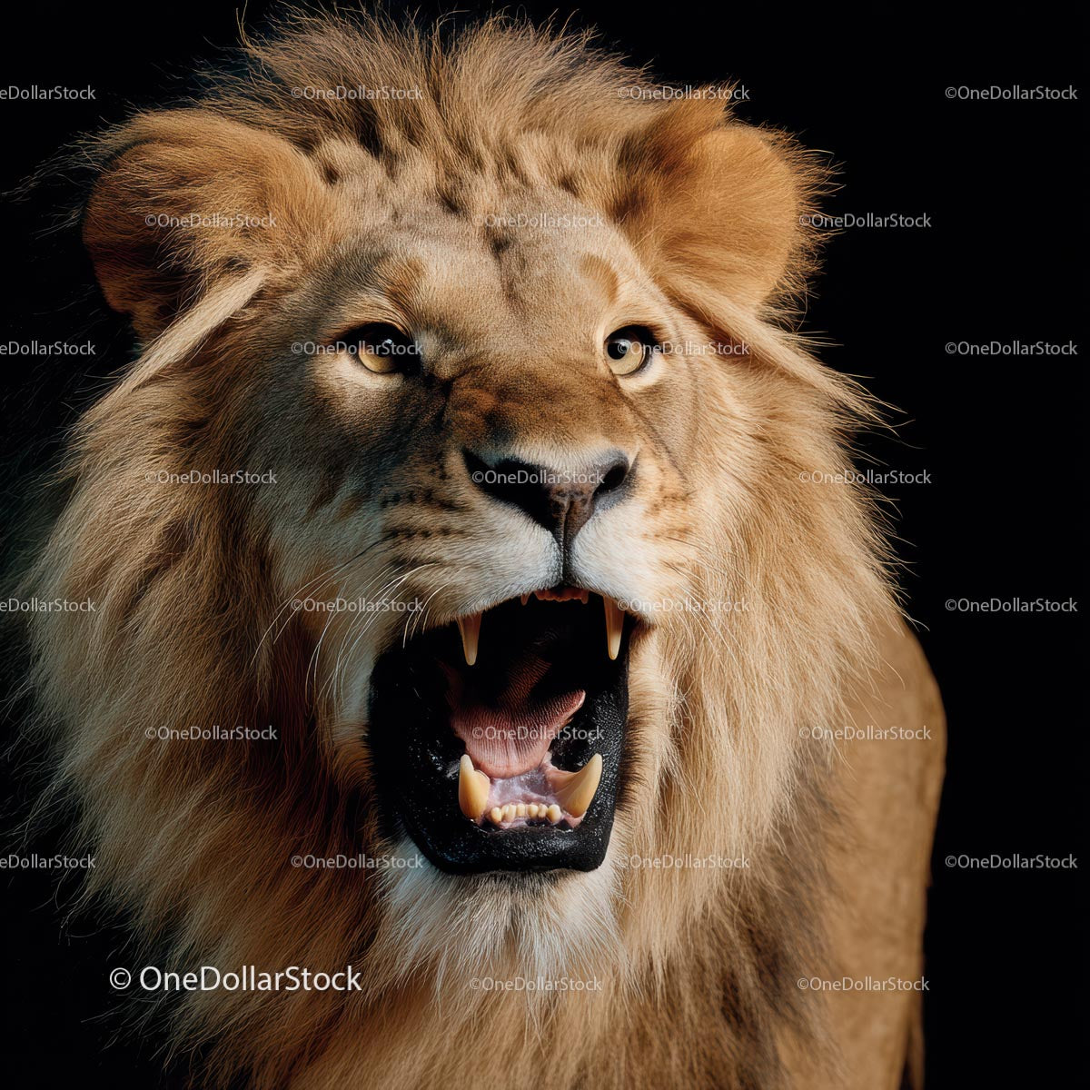 Majestic Roaring Lion in Dramatic Wildlife Portrait