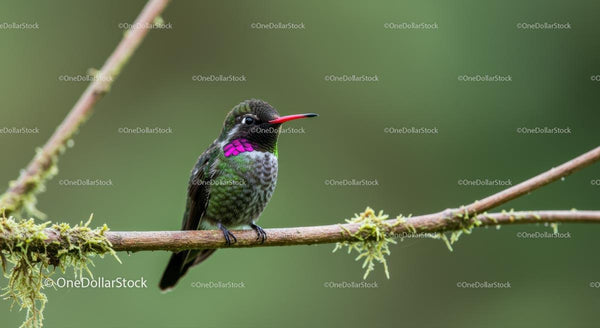 Colorful Hummingbird Perched on a Mossy Branch