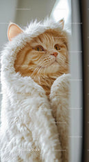 Ginger Tabby Cat Wrapped in Fluffy Blanket