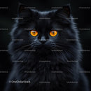 Majestic Black Cat with Striking Amber Eyes