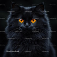 Majestic Black Cat with Striking Amber Eyes