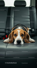 Beagle Relaxing on Car Backseat During Road Trip