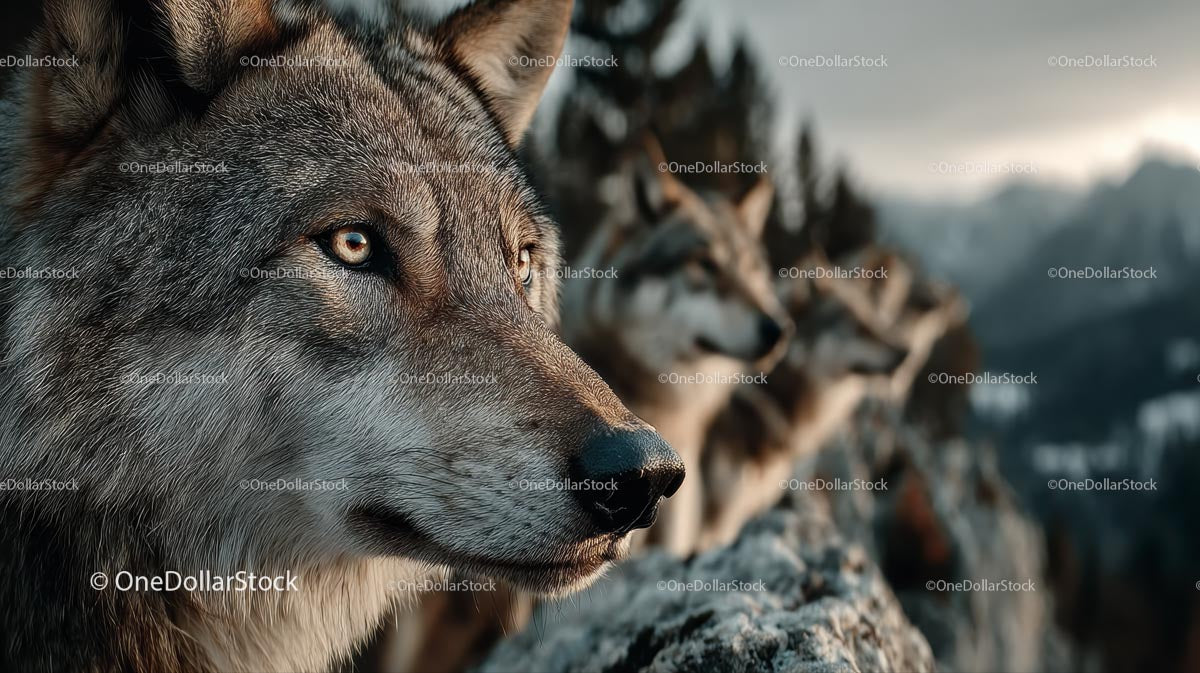 Majestic Wolves in Alpine Wilderness
