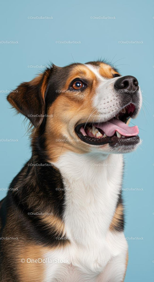 Joyful Tricolor Dog with Happy Expression