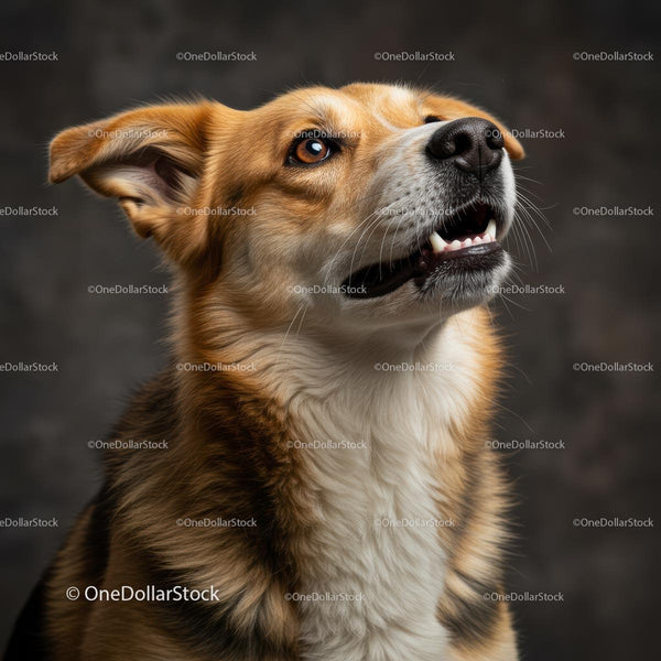 Portret szczęśliwego brązowego psa z puszystą sierścią