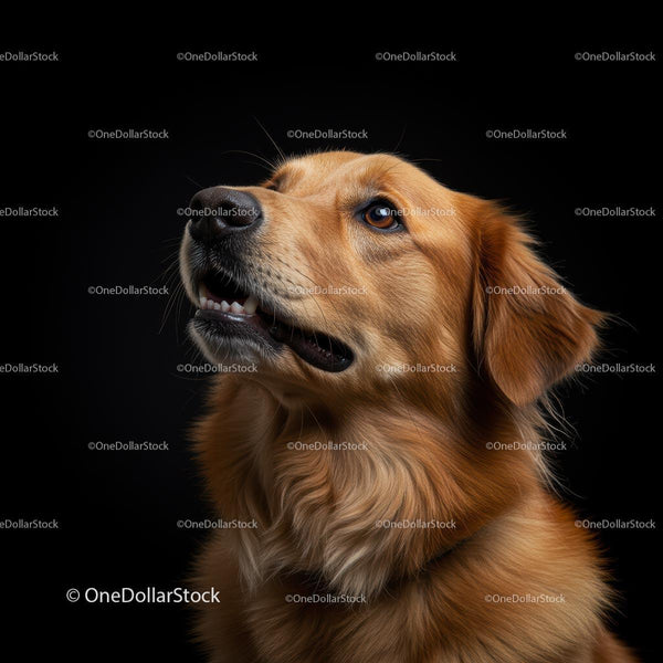 Golden Retriever with Joyful Expression in Studio Lighting