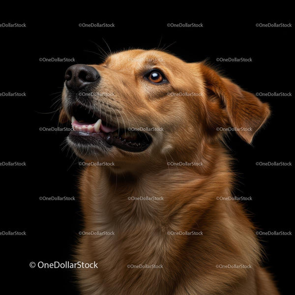 Golden Retriever Portrait Against Black Background