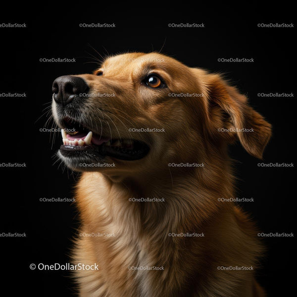 Golden Retriever Dog Portrait in Dramatic Lighting