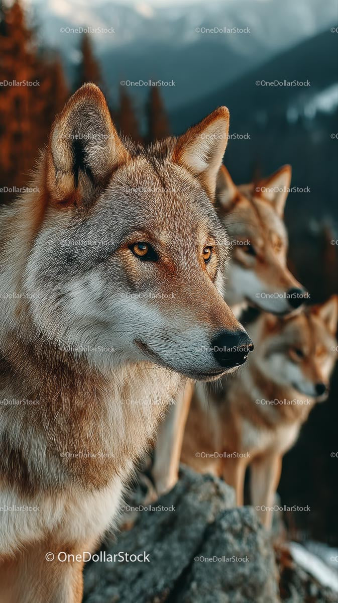 Majestic Wolfs in Mountain Wilderness