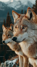 Two Majestic Wolves in Natural Mountain Habitat
