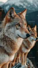 Majestic Wolves Against a Mountain Backdrop