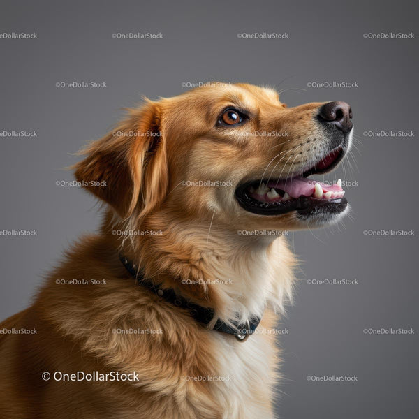 Golden Retriever Smiling in Profile with Fluffy Coat