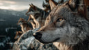 Majestic Wolf Pack Overlooking Mountain Landscape