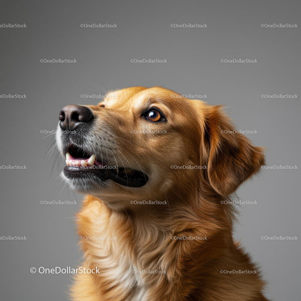 Golden Retriever with a Happy Expression in Studio Lighting