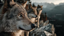 Majestic Gray Wolf Pack in Mountainous Wilderness