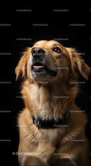 Golden Retriever Portrait with Black Background