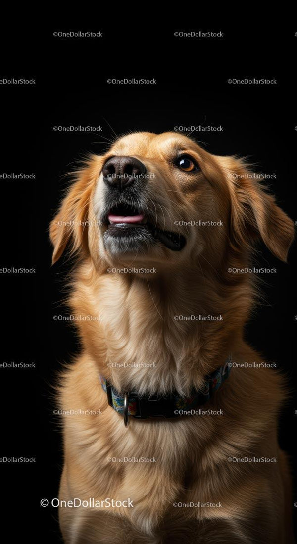 Golden Retriever Portrait with Black Background