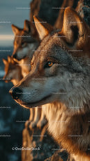 Majestic Wolves in Golden Sunset Light