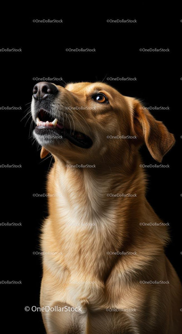 Golden Retriever Portrait on Black Background