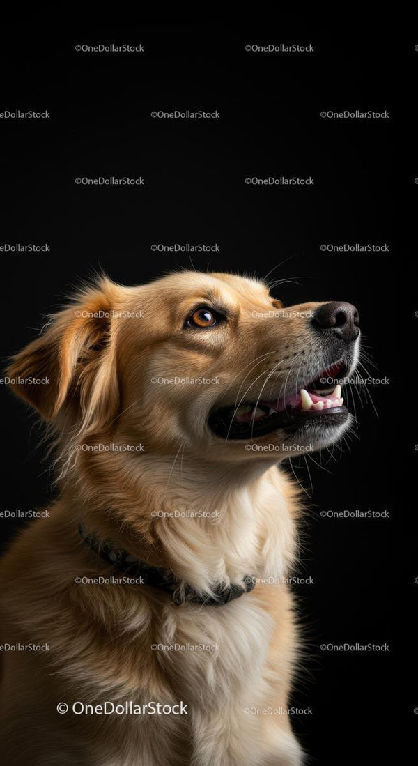 Golden Retriever with Fluffy Fur in Profile View