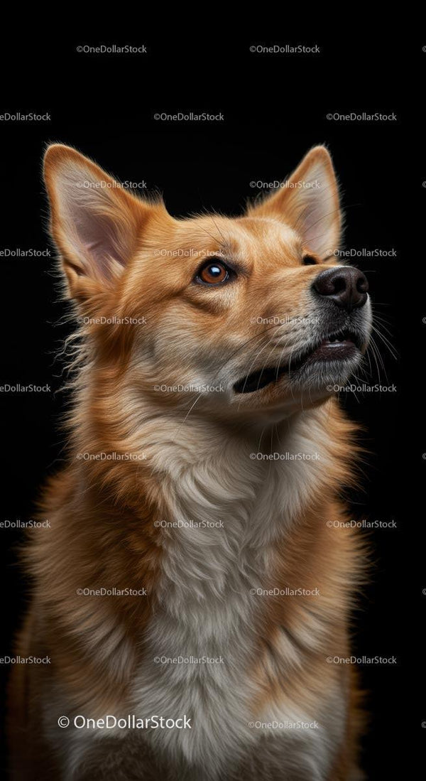 Portrait of a Fluffy Dog with Expressive Amber Eyes
