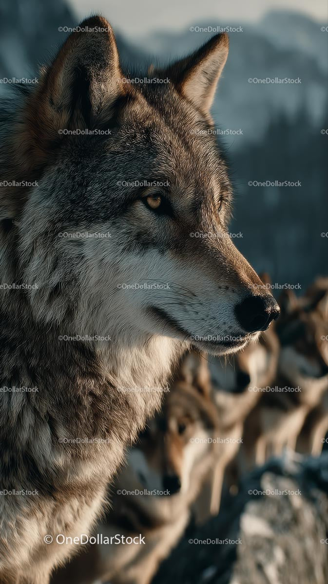 Majestic Gray Wolf in Natural Habitat
