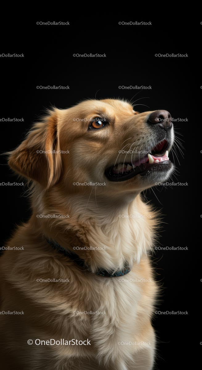 Golden Retriever w portrecie studyjnym na czarnym tle