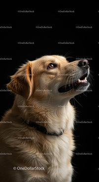 Golden Retriever Portrait on Black Background