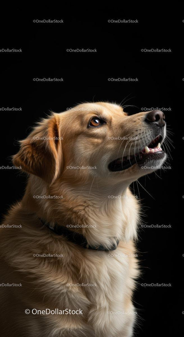 Golden Retriever Portrait on Black Background