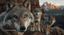 Majestic Gray Wolf Pack in Natural Mountain Habitat