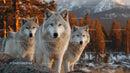 Majestic Gray Wolves in a Scenic Mountain Landscape