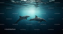 Graceful Dolphins Swimming in Sunlit Ocean Waters