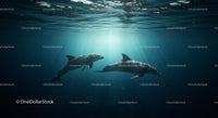 Graceful Dolphins Swimming in Sunlit Ocean Waters